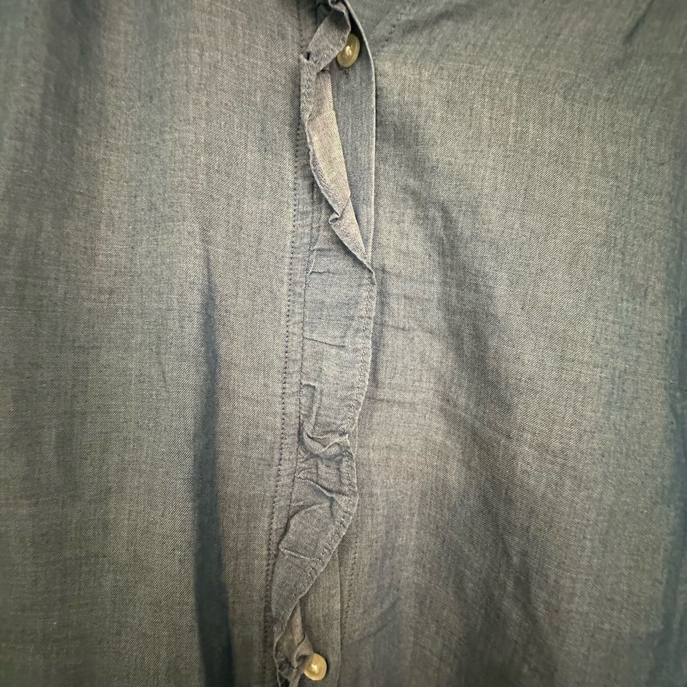 LOFT Denim Blue Ruffle Button Blouse - Picture 5 of 8